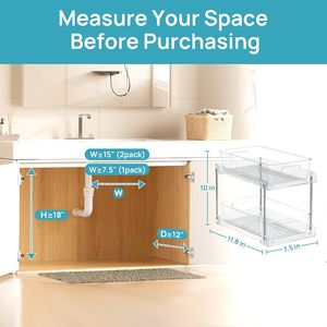 Set di 2 Organizzatori Trasparenti a 2 Livelli per Bagno, Contenitori per Mobile e Cassetti - Product Image 4