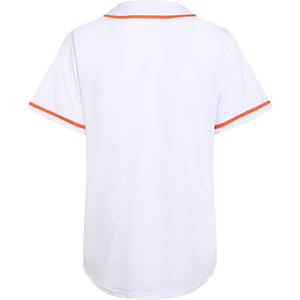 Camiseta de béisbol blanca para niños, manga corta, con botones en la parte delantera, ribete naranja, ropa deportiva de poliéster transpirable, ropa para niños - Product Image 2