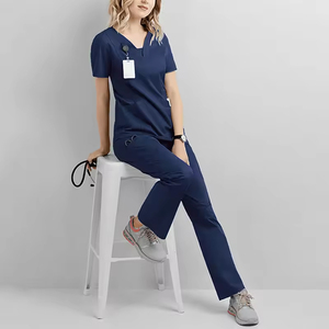 Uniformes infirmiers unisexes entièrement personnalisés, blouses médicales en coton bio tricoté, uniformes de travail écologiques - Product Image 2