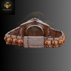 Reloj BOJ Premium R.o.l.e.x Skull de 41 mm, Automático, de Acero Inoxidable, Estilo Hip-Hop de Lujo, Personalizado, Hecho a Mano, con Esfera de Cristal y Diamantes Moissanite - Product Image 3