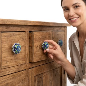 Ba Ceramic Flower Knob Modern <b>Style</b> Durable Eco-Friendly Cabinet Handle Melon Shape Easy Installation Home Office Use - Product Image 3