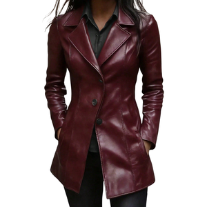 Abrigo Largo de Cuero Genuino Personalizado para Mujer, Abrigo de Piel de Oveja Real al por Mayor, Fabricante y Proveedor OEM ODM - Product Image 1