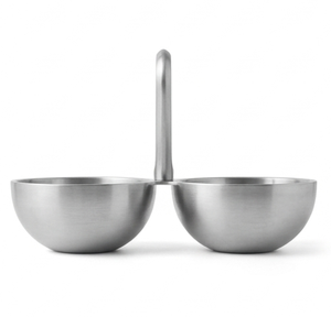 Ensemble de 3 bols de service en acier inoxydable avec support, assiettes rondes profondes modernes et polies - Product Image 2