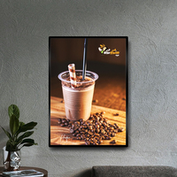 Kotak Lampu LED Aluminium Ultra Tipis Bingkai Poster A1/A2/A3/A4 Kaca Tempered Display Backlit Modern untuk Toko & Restoran