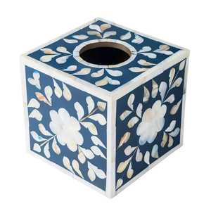 Porte-mouchoirs AuraShell en nacre, boîte artistique en mosaïque irisée avec motif personnalisé pour les intérieurs sophistiqués - Product Image 3
