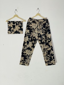 ชุดนอนมิดไนท์ออนิกซ์ - ชุดนอนผ้าฝ้ายพิมพ์ลายด้วยมือ 3 ชิ้น - Product Image 3