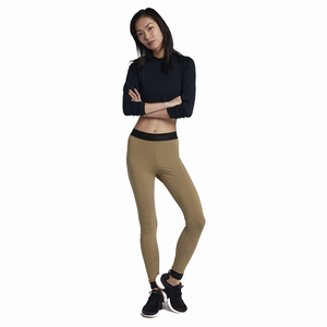 Top corto de punto para mujer, manga larga, cuello redondo, color liso, elástico, ropa deportiva, blusa de entrenamiento, ajuste ceñido, para todas las estaciones - Product Image 6