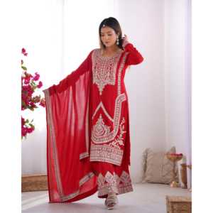 Hermosos pantalones de fiesta para mujer, conjunto Dupatta con trabajo bordado - Product Image 2