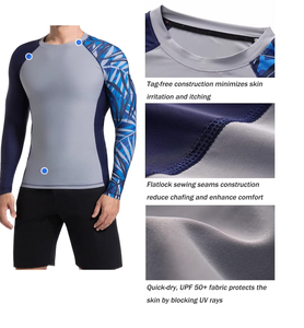 Custom <b>Men</b> Long Sleeve Rash Guard <b>Shirt</b> UPF 50+ <b>Compression</b> Base Layer Gym Swim Surf Activewear Anti-UV Running Sports T <b>shirts</b> - Product Image 4