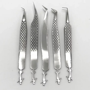 Precision Stainless Steel Eyelash Tweezers Smooth Tip Professional Volume <b>Lash</b> Application Tools - Product Image 2