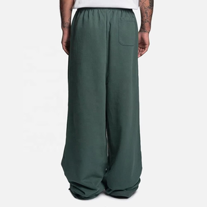 Men's Wide Leg Pants <b>Elastic</b> <b>Waist</b> Gradient Color Black Grey Breathable Casual Knitted Polyester Autumn Style - Product Image 6