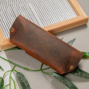 Sleek Minimalist Leather <b>Glasses</b> Holder Lightweight Travel Eyewear Sleeve Genuine Leather Factory Price LGC-0054 - Product Image 3