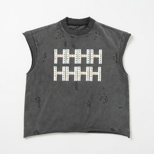 2026 Custom Screen Print <b>Rhinestone</b> Tank <b>Top</b> 100% Cotton Distressed Sun Fade Oversized Tank <b>Top</b> For Streetwear For Unisex - Product Image 1