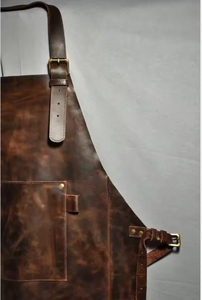 Vintage <b>Leather</b> <b>Apron</b> Cognac, Full Body <b>Leather</b> One Strap Butchers <b>Apron</b>, Custom Logo <b>Leather</b> <b>Apron</b> - Product Image 4