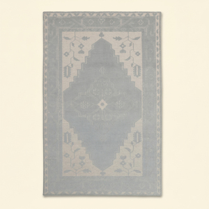 Alfombra Persa Moderna con Medallón, Tejida a Mano, de Lana Azul Grisáceo Misty Palace, Antideslizante y Ecológica, para Sala de Estar, Dormitorio, Hotel - Product Image 1