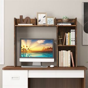 Libreria da scrivania in legno ingegnerizzato per monitor da 27 pollici 93,98 x 25,40 x 73,66 cm Kit anti-ribaltamento marrone - Product Image 4