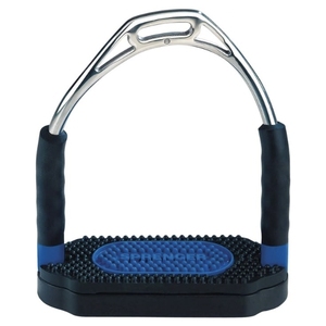 Estribos Sprenger de Acero Inoxidable con Almohadilla de Goma Negra y Detalles Azules para Uso Ecuestre - Product Image 6