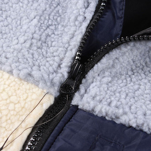 Chaqueta Sherpa de Bloques de Color para Hombre al por Mayor, con Cuello Alto y Cremallera, Ropa de Abrigo Casual de Invierno con Capucha - Product Image 6