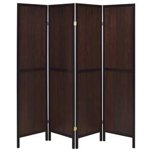 Écran pliant rustique à 4 panneaux en tabac et cappuccino pour séparateurs de pièces - Product Image 4