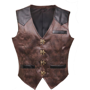 Chaleco de Cuero para Hombre, Chaqueta sin Mangas, Estilo Motero, Prenda Exterior Informal, Tejido de Cuero Premium, Diseño Moderno - Product Image 4
