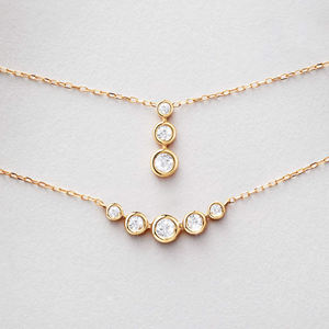 Collier en or 14 carats certifié IGI avec diamants de laboratoire gradués, coupe ronde, cinq pierres, collier en arc incurvé, cadeau d'anniversaire - Product Image 4