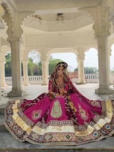 Ensemble Lehenga Choli indien traditionnel en coton mousseline épais, tenue de mariage longue pour femme, style ethnique Inde Pakistan - Product Image 3