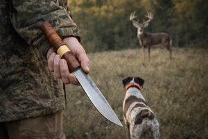 Couteau de chasse artisanal en acier à haute teneur en carbone, lame fixe avec manche en bois dur, étui en cuir véritable, pour le camping en plein air et la survie - Product Image 4