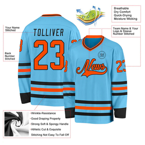 Camiseta de Hockey sobre Hielo para Equipos, Cuello en V, Manga Larga, Impresión Sublimada, Transpirable, Poliéster, Unisex para Adultos - Product Image 4