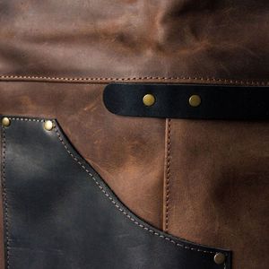 Custom Vintage Dark Brown Genuine Leather Thermal Use <b>Work</b> Wear Top Best Selling High Quality Sleeveless Bib <b>Apron</b> Daily Durable - Product Image 2