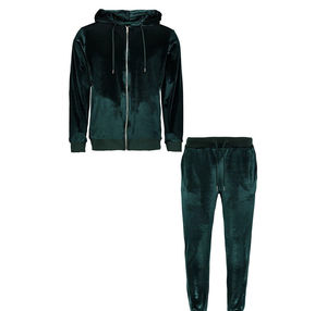 Men Luxury Velvet Track Suit Soft Warm Velour <b>Zip</b> Hoodie Jogger Pants Wholesale Premium Two Piece Stylish Casual Velvet Track - Product Image 2