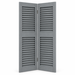 Volets en bois gris à lamelles fixes avec design classique à lattes pour la décoration intérieure et extérieure Volet en bois massif - Product Image 3