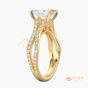 Moissanite Radiant Cut <b>Ring</b> for Women Gold Tone <b>Split</b> Band Engagement Anniversary Jewelry Elegant Daily Style - Product Image 6