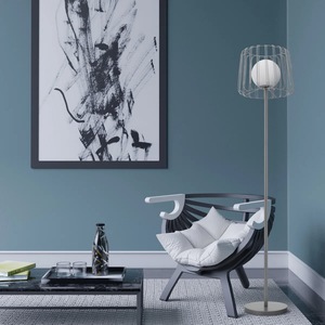 Lampe de sol LED à économie d'énergie avec cadre métallique fin pour bureau et appartement - Product Image 4
