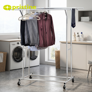 Porte-vêtements en métal sur roulettes, réglable en hauteur, design minimaliste, pour armoire - Product Image 5