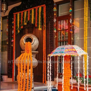 Indian Handmade Artificial White Yellow Jasmine Decorative Marigold Flower Garlands Wedding Haldi Mehndi Sangeet Festive Decor - Product Image 6