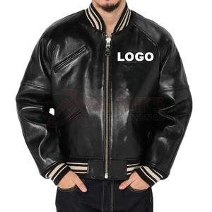 Chaqueta universitaria de invierno negra con logotipo bordado de alta calidad de fabricante OEM chaqueta universitaria de béisbol personalizada Letterman - Product Image 1