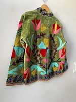 Veste courte en velours pour femme, brodée à la main au style Suzani, artisanale, bohème et luxueuse, cadeau idéal, manteau festif d'hiver