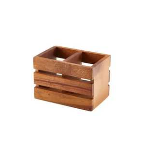 Organizador de Cubiertos de Madera de Nogal con 4 Compartimentos, Asa Central Integrada, Incrustaciones Rayadas, Caja para Cubiertos, Porta Utensilios de Mesa - Product Image 2