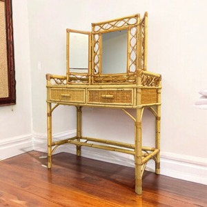 Best selling modern rattan dressing table for women natural wooden tables for <b>makeup</b> artist - Product Image 4