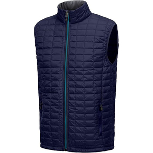 Puffer Vest <b>Men</b> <b>Navy</b> Blue Eco-Friendly Heated Winter Solid Insulated <b>Gilet</b> Turtleneck Zipper Closure Casual Outdoor - Product Image 1