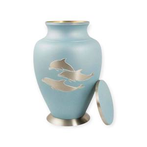 Urne funéraire moderne effet marbre bleu avec mini-urne souvenir assortie pour un ensemble commémoratif complet - Product Image 2