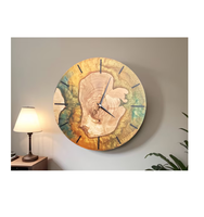 Elegante Reloj de Pared de Madera y Resina Epoxi Hecho a Mano, Regalo Decorativo para el Hogar, Reloj Decorativo de Lujo para Sala de Estar, Funciona con Batería