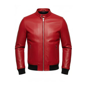 Veste en toile et cuir véritable bleu roi 2026 avec poignets montants, logo personnalisé imprimé sur le devant, coupe-vent et respirante pour l'hiver - Product Image 3