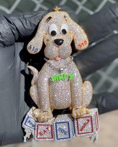 Colgante de Plata de Ley 925 con Moissanita VVS1 Certificada, de Lujo, Totalmente Personalizado, con Diseño de Perro 3D de Dibujos Animados y Esmalte Brillante - Product Image 2