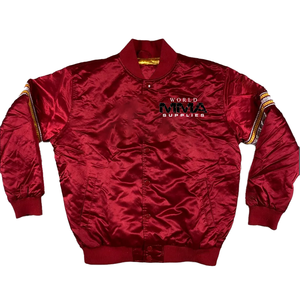 New Red Woolen Bomber <b>Jacket</b> with Yellow Rib <b>Smart</b> <b>Casual</b> Winter Design Thin Thickness Zipper Closure and Button Decoration - Product Image 1