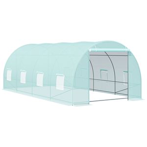 Piccola serra da interno, tipo walk-in, con telaio in acciaio/plastica/legno e vetro temperato per la crescita delle piante da interno e da giardino. - Product Image 3