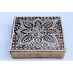 Sello de bloque de impresión indio tallado a mano de madera, Henna y sellos de impresión de papel - Product Image 4