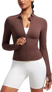 Women's Brown Full Sleeve Shrug <b>Cropped</b> <b>Top</b> Crew Neck Loose Fit Solid Color Breathable Polyester Pullover Sportswear - Product Image 5