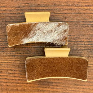 New 2025 Trendy Design Cowhide Hair Claw Clips Genuine Leather Large Nonslip Claw Hair Clips for Thick Hair for Women Girls - Product Image 2
