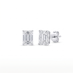 Moissanite <b>Emerald</b> Cut Lab Grown Diamond Solitaire Bridal <b>Stud</b> <b>Earrings</b> IGI Certified Elegant Jewelry 10K 14K 18K Solid Gold - Product Image 2